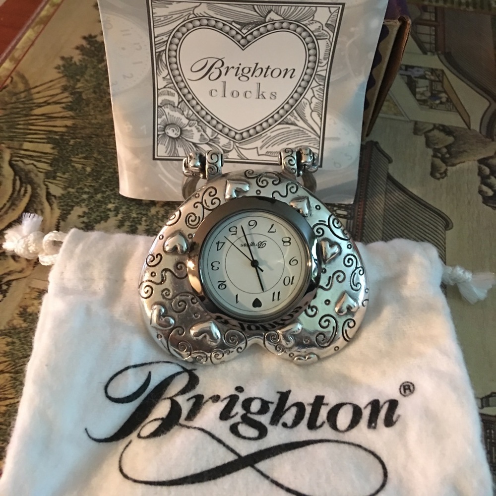 Brighton Silvertone Heart Clock